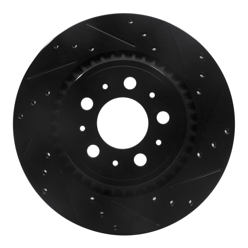 Volvo XC90 Brake Rotor (1) - Rear Right - R1 Concepts - Drilled & Slotted - Black - `03-`14 Volvo XC90 Brake Rotor (1) - Rear Right - R1 Concepts - Drilled & Slotted - Black - `03-`14
